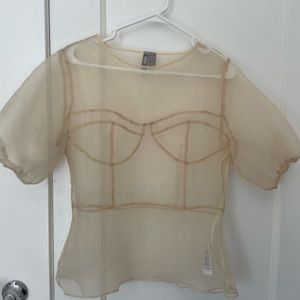 Asos Sheer Nude Peplum top